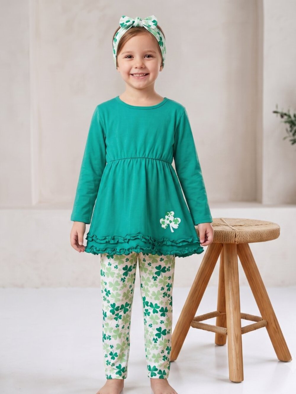NWOT | St. Patrick's Day 3-Piece Outfit Set | Tunic, Leggings & Headband | 8/10y